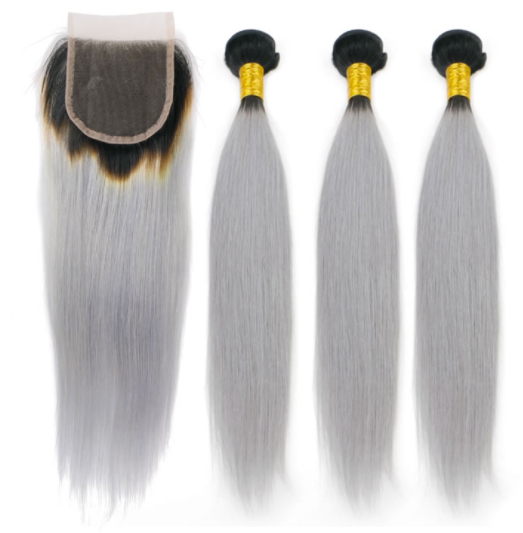 Ombre GREY Peruvian Straight